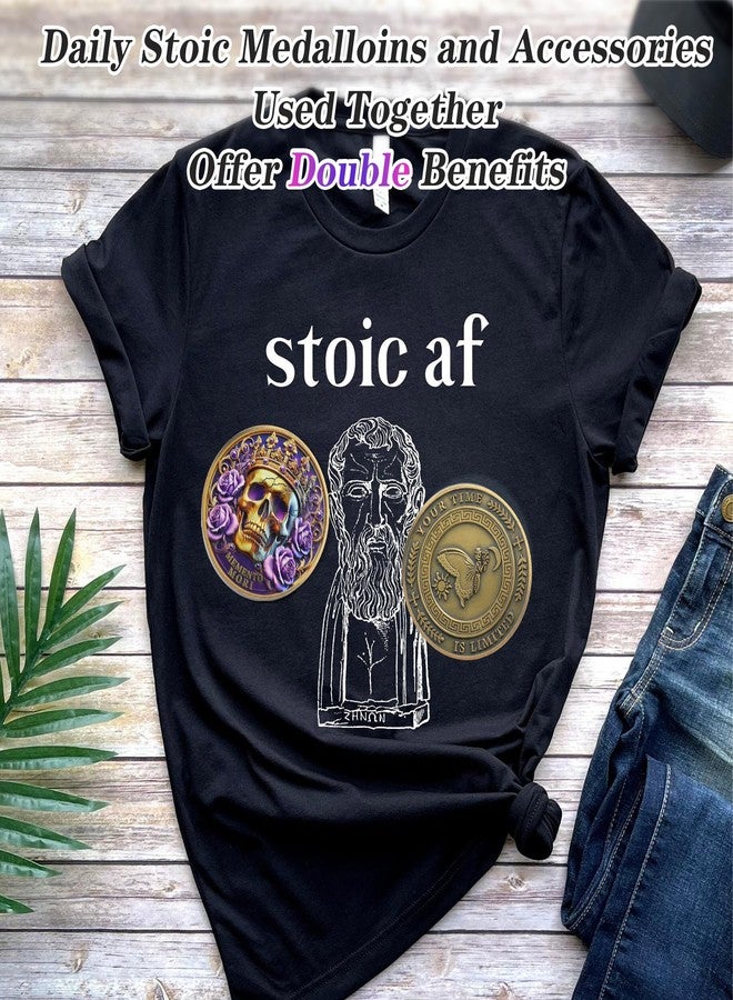 IELCJJ Crown Skull Memento Mori Coin - Purple Rose Stoic Challenge Coin - Novelty EDC Amor Fati Token Medallions for Daily Stoic Practice - Inspirational Momento Mori Stoicism Gifts for Men Women Kids - Image 5